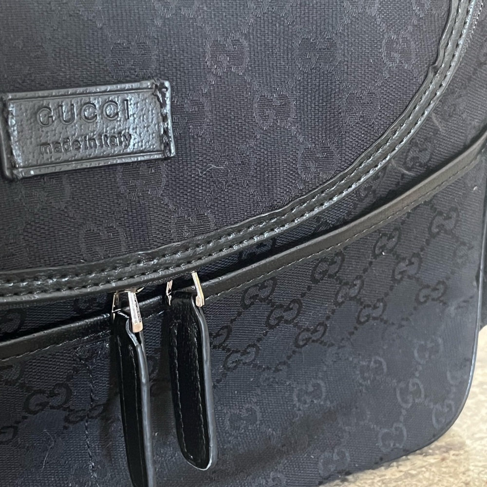 Gucci GG Black Diaper Baby Bag Canvas/Leather Trim w/Changing Mat - Picture 3 of 13